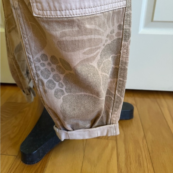 PILCRO Antropologie Beige Floral Cotton Denim Embroidered Tapered Pants 28 - Picture 6 of 12